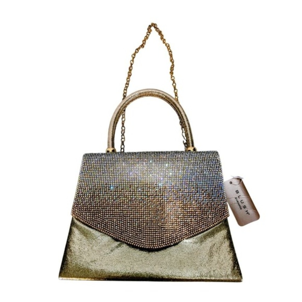 Gold Rhinestone‎ Evening Bag with Chain Strap